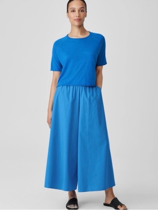 Eileen Fisher Pants - Eileen Fisher Washed Organic Cotton Poplin Skirt Pant in Calypso Size M Wide Leg